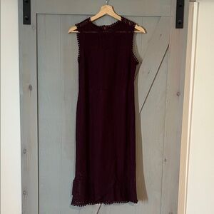 le chateau Sleeveless Lace Midi Dress in Deep Burgundy